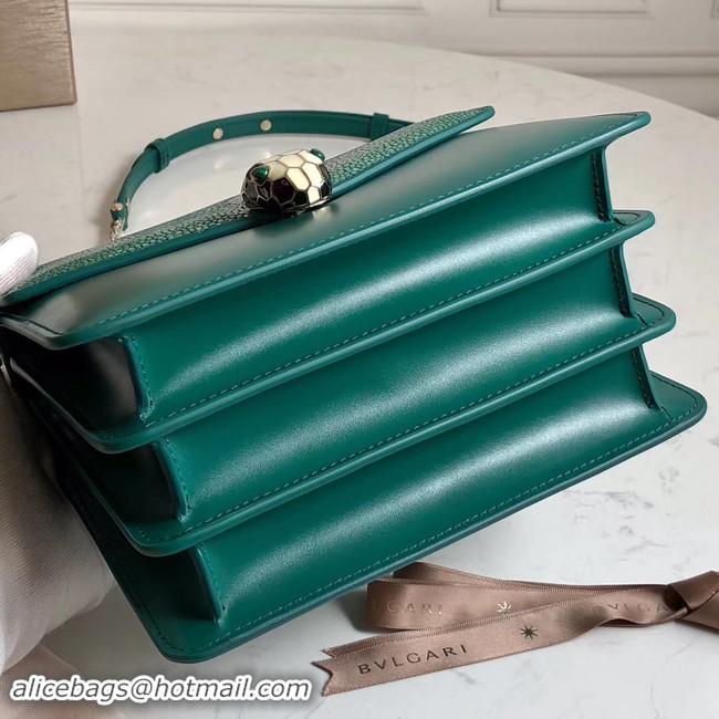 Classic Bvlgari Serpenti Forever Pearl fish skin&Calfskin Leather small crossbody bag 288687 green