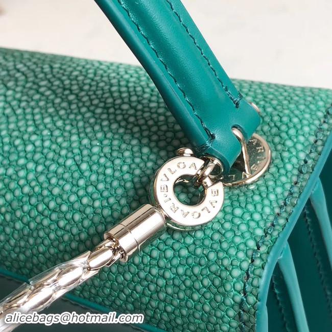 Classic Bvlgari Serpenti Forever Pearl fish skin&Calfskin Leather small crossbody bag 288687 green