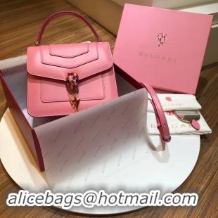 Grade BVLGARI Serpenti Forever leather flap bag 286999 pink