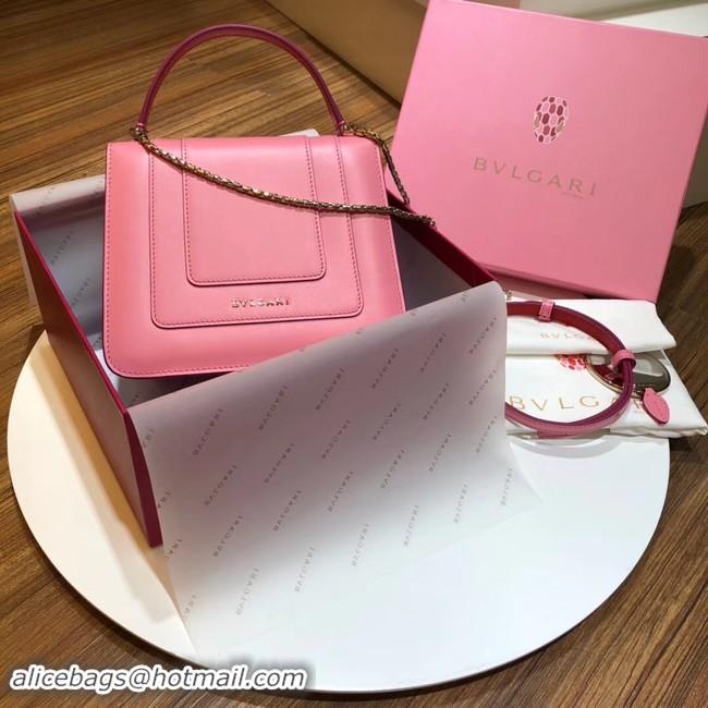 Grade BVLGARI Serpenti Forever leather flap bag 286999 pink