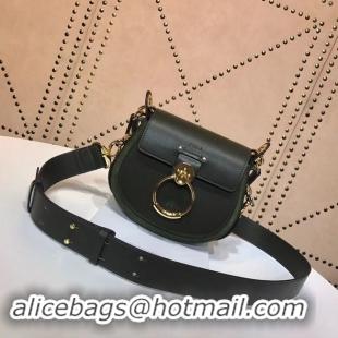 Sumptuous CHLOE Tess Small leather shoulder bag 3E153 Blackish green