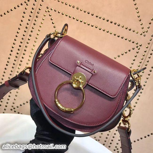 Cheap Price CHLOE Tess Small leather shoulder bag 3E153 Plum purple