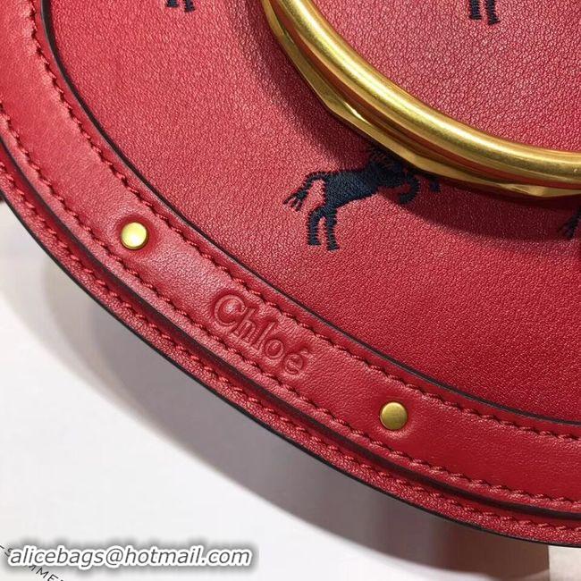 Trendy Design CHLOE Small Nile leather Horse bracelet bag 3E1302 red