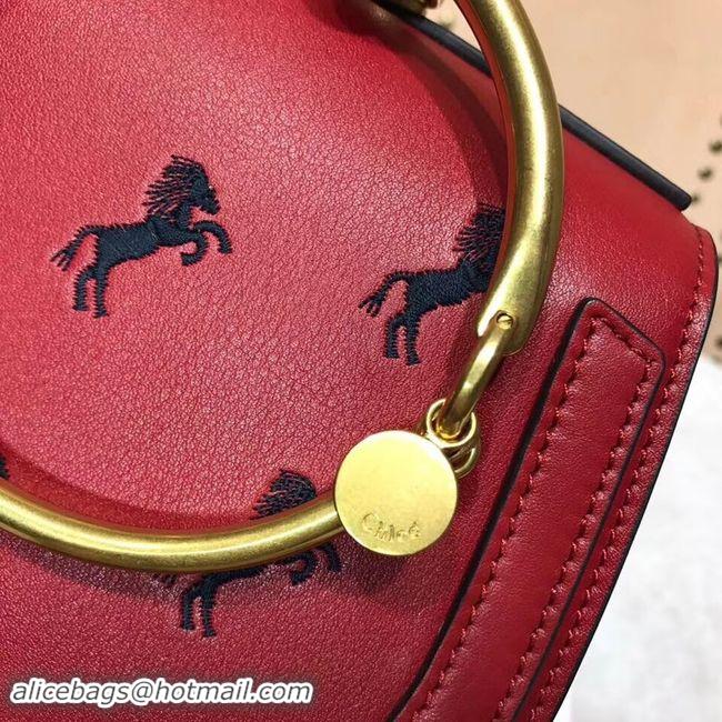 Trendy Design CHLOE Small Nile leather Horse bracelet bag 3E1302 red