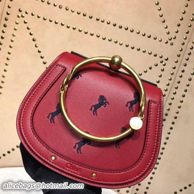 Trendy Design CHLOE Small Nile leather Horse bracelet bag 3E1302 red