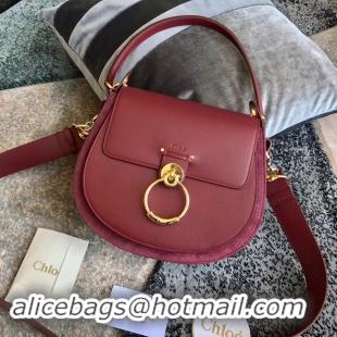 Lowest Price CHLOE Tess leather and suede cross-body bag 3S152 Burgundy