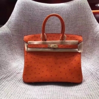 Luxury Hermes Real ostrich leather birkin bag BK35 orange