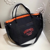 Pretty Style Hermes Canvas Shopping Bag H0734 black