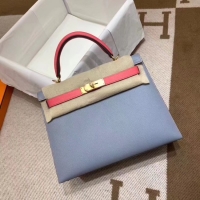 Unique Discount Hermes Kelly 28cm Shoulder Bags Epsom Leather KL28 blue&Pink