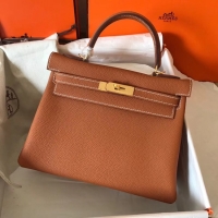 Shop Cheap Hermes original Togo leather kelly bag KL32 brown