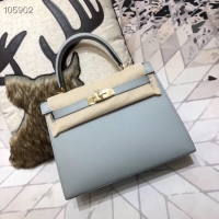 Unique Grade Hermes original Kelly Epsom Leather KL32 light blue