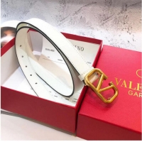 Top Quality Valentino Leather Belt V7471 White