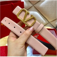 Discount Cheap Valentino Original Leather VLOGO Belt V7473 Light Pink