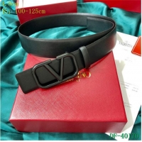 Famous Brand Valentino Width 4cm Togo Leather VLOGO Belt V7172 Black