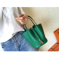 Luxury Hermes Picotin Lock PM Bags Original Leather H8688 green