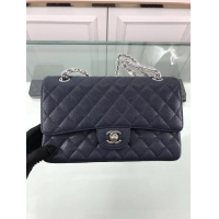 Top Grade Chanel New Pearl Caviar Calfskin Medium Flap Bag A1112 Navy Blue Silver