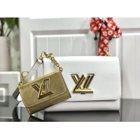 Discount Louis vuitton original epi leather TWIST MM M50280 white&gold