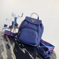 Discount Prada original Leather backpack 1BZ035 blue