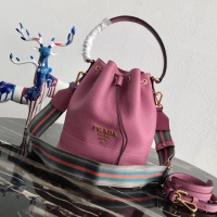 Fashion Prada Leather bucket bag 1BE018 rose