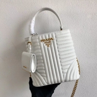 Discounts Prada Double Saffiano Original Calfskin Leather Bag 1BA212 White