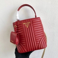 Original Cheap Prada Double Saffiano Original Calfskin Leather Bag 1BA212 Red