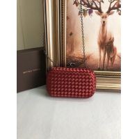 Popular Style BOTTEGA VENETA Knot snakeskin-trimmed satin clutch 62548 Burgundy