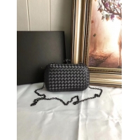 Top Grade BOTTEGA VENETA Knot snakeskin-trimmed satin clutch 62548 dark grey