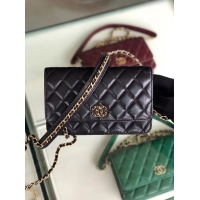 Super Quality Chanel Original Leather Chain Wallet AP0724 black