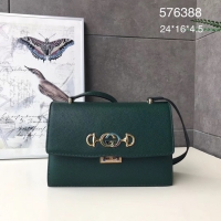 Low Cost Gucci GG Leather Shoulder Bag A576388 green