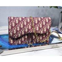 Feminine Dior SADDLE DIOR OBLIQUE Chain Clutch bag S5614 burgundy