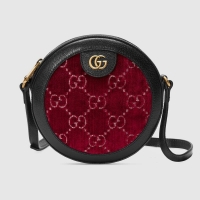 Imitation Wholesale Gucci GG Velvet Round Shoulder Bag 574978 Red