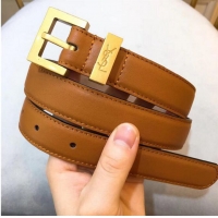 Grade Yves Saint Laurent Width 2.5CM Logo Leather Belt Y8100 Brown