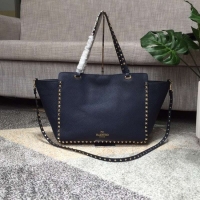 Fashion VALENTINO Rockstud large tote 0973 dark blue