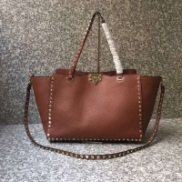 Elegant VALENTINO Rockstud large tote 0973 brown