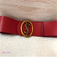 Shop Yves Saint Laurent Width 7CM Logo Leather Belt Women Y8103 Red