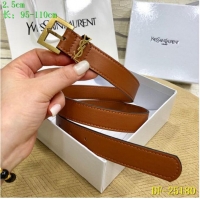 Top Sell Yves Saint Laurent Width 2.5CM Logo Leather Belt Women Y8103 Brown