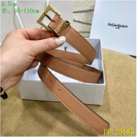 Knockoffs Yves Saint Laurent Width 2.5CM Logo Leather Belt Women Y8104 Light Brown