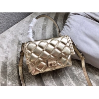 Popular Style VALENTINO Candy Rockstud quilted leather shoulder bag 6019 gold