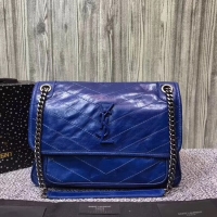 High Quality SAINT LAURENT Medium Niki leather shoulder bag 61060 blue