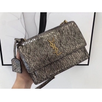 Best Product SAINT LAURENT Monogram Sunset medium Snake Leather cross-body Bag 442906 Gold