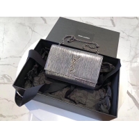 New Arrivals SAINT LAURENT Kate Silver Wire croc-embossed Shoulder Bag 474366 Silver