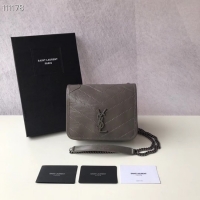 Top Quality SAINT LAURENT Niki Mini leather shoulder bag 03743 grey