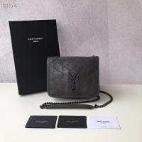 Fashion SAINT LAURENT Niki Mini leather shoulder bag 03743 dark grey