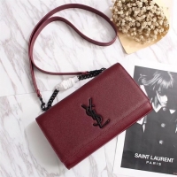 Best Price SAINT LAURENT Monogram Kate leather tote cross-body bag 26806 Burgundy