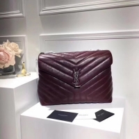 Crafted SAINT LAURENT Loulou Monogram medium quilted leather shoulder bag 74558 Wine