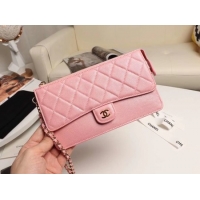 Classic Chanel classic pouch with handle Lambskin & Gold-Tone Metal AP0364 pink