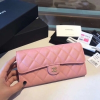 Cheap Price Chanel long flap wallet A80759 pink