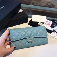 Unique Style Chanel long flap wallet A80759 sky blue