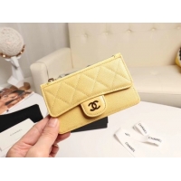 Top Grade Chanel classic card holder AP0374 yellow