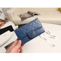 Charming Chanel classic card holder AP0374 blue